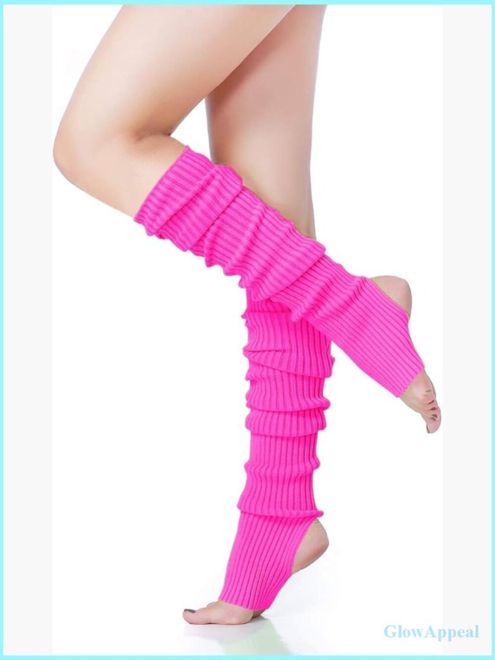 Neon Knit Stirrup Leg Warmers for Yoga Dance 80s Party